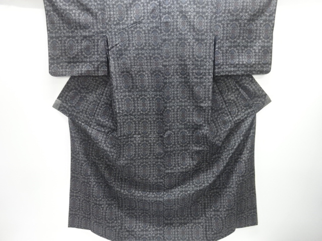 JAPANESE KIMONO / HITOE KIMONO / SILK / TSUMUGI / WOVEN FLORAL CREST